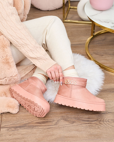 Royalfashion Hellbraune Damenschuhe a'la Schneestiefel mit Ornament Parisela