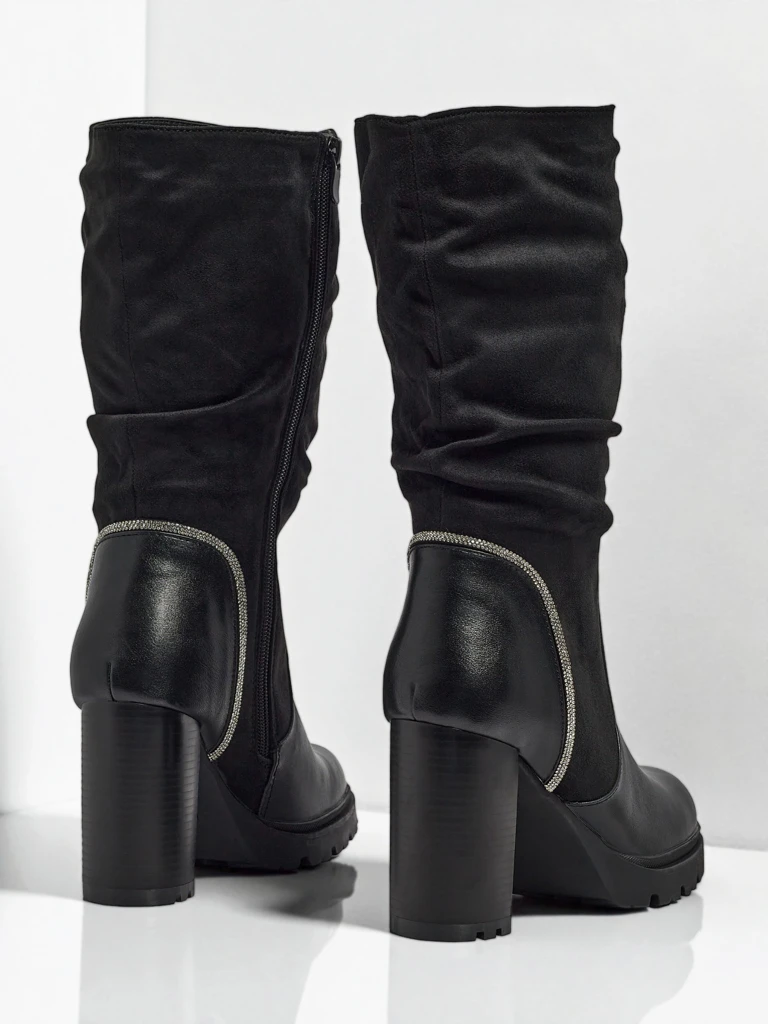 Damen Stiefeletten Öko-Wildleder mit gerafftem Schaft Elyndra