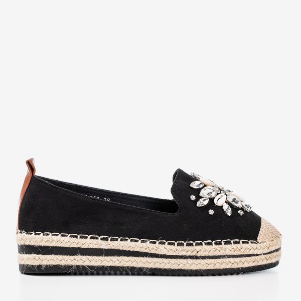 Schwarze Espadrilles auf einer Plattform mit Kristallen Mraque - Footwear 1