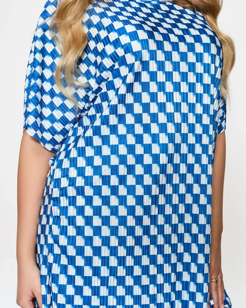 Синій жіночий плісирований візерунчастий комплект - Одяг