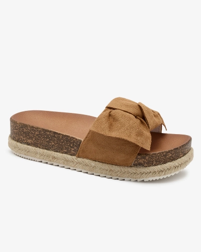 OUTLET Royalfashion Camel Damen Öko-Wildleder Flip-Flops Umumi