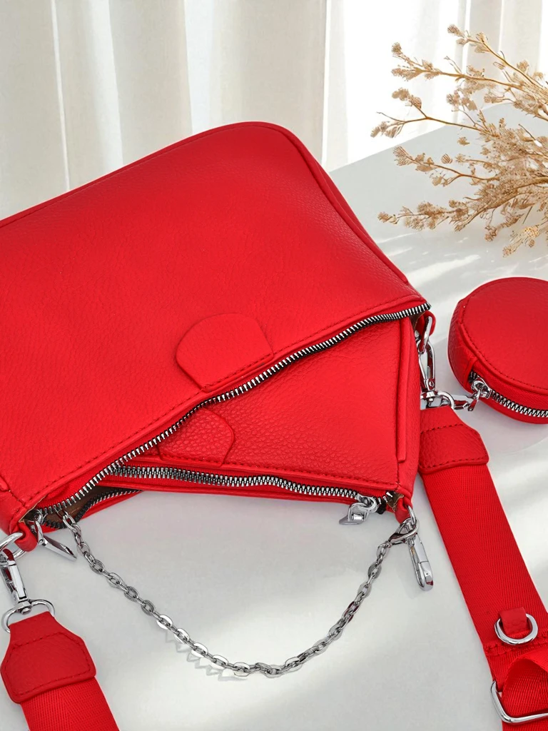 Damenhandtasche Arista Rosso aus Öko-Leder, Kette, Mini-Set