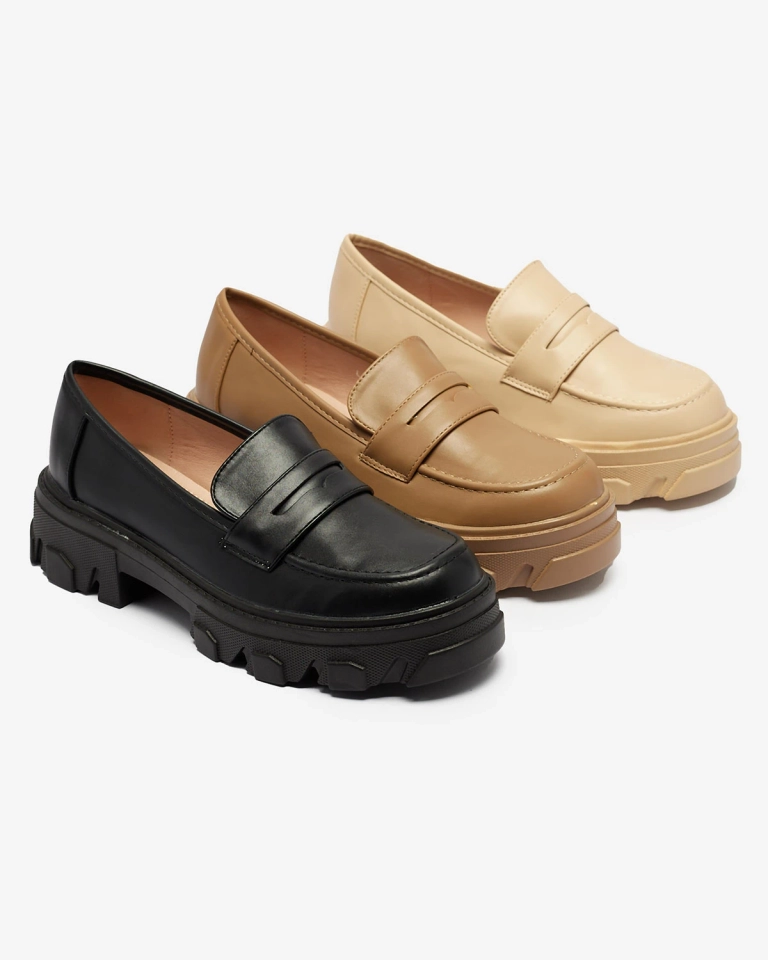 Beige Mokassins für Damen mit fester Sohle Desika - Footwear