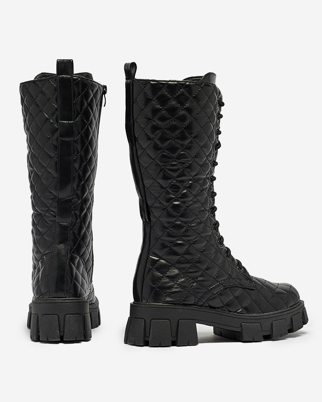 Schwarze niedrige Stiefel mit gestepptem Schaft Tepano - Footwear