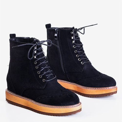 Чорні жіночі черевики на прихованій танкетці Dewenter