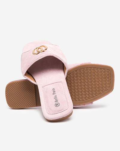 Violette Damen-Slipper aus Öko-Wildleder mit goldener Verzierung Fanico - Footwear