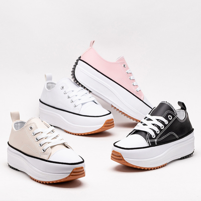 Hellrosa Damen-Sportschuhe a'la Turnschuhe Tenemika aus Kunstleder - Schuhe