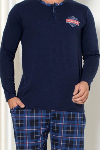 Royalfashion Baumwolle karierte Herrenpyjamas