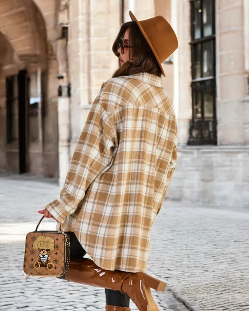 Жіноче бавовняне пальто-сорочка Royalfashion