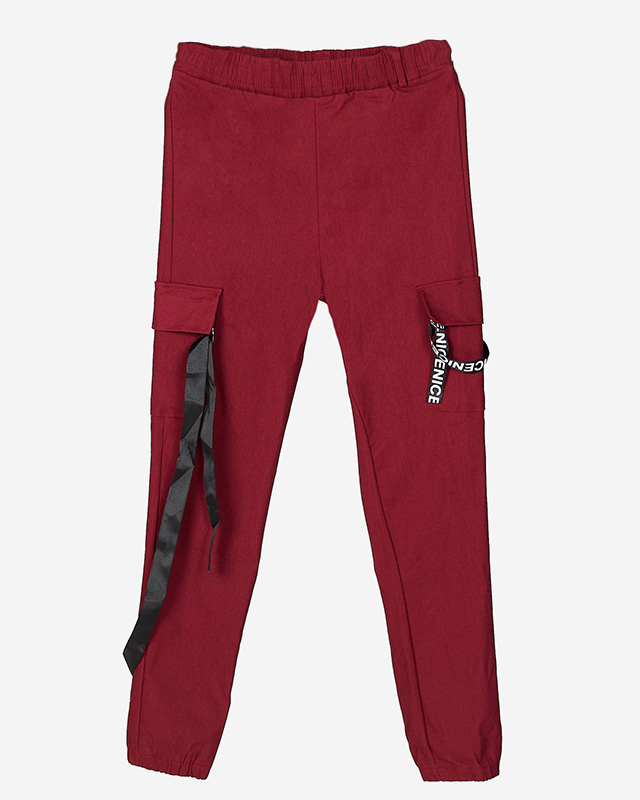 Kastanienbraune Damen-Cargohose mit Gürtel - Kleidung