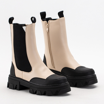 Beige Damenstiefel mit massiver Sohle Rosidi - Footwear