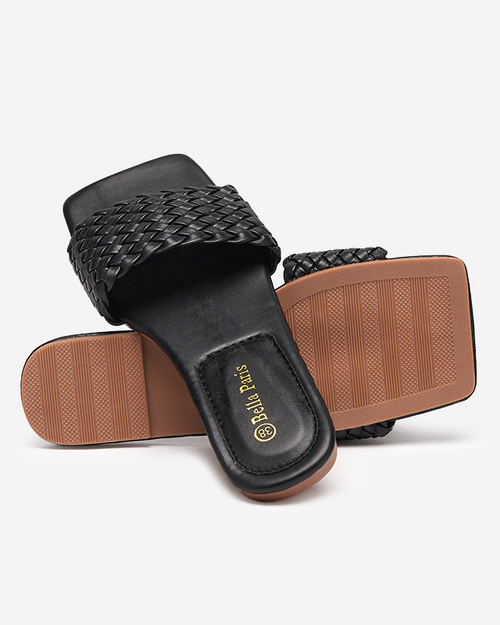 Жіночі чорні тапочки з плетеним поясом Netyka - Взуття