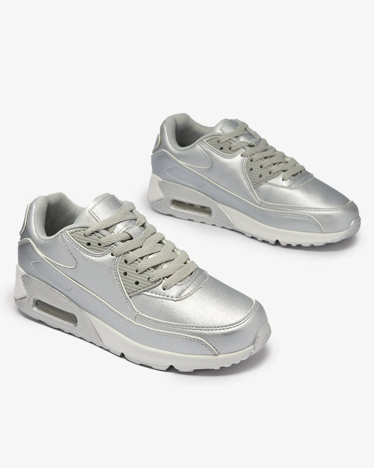 Silberfarbene Damen-Schnürschuhe Moteri - Footwear