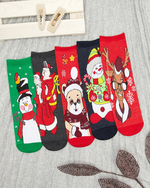 Damensocken mit Weihnachtsmuster 5 / Packung - Unterwäsche