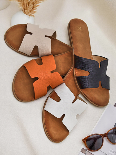 Royalfashion Damen-Pantoletten mit flacher Sohle, lässiger Stil