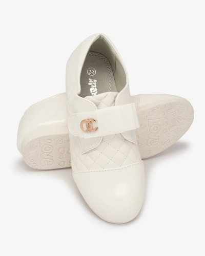 Gesteppte Öko-Lederhalbschuhe für Mädchen in Weiß Werme- Footwear