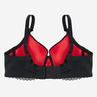 Schwarz-roter Push-up-BH aus Spitze für Damen - Dessous