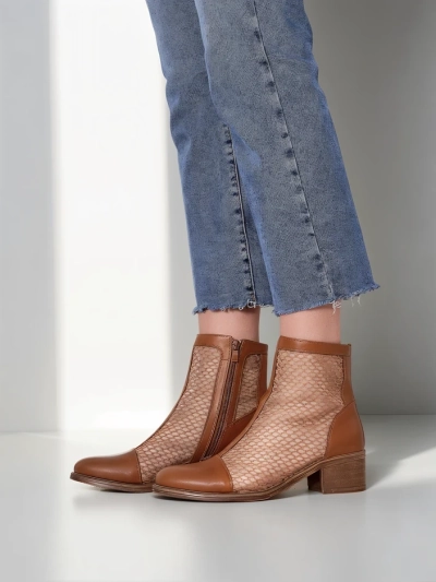 Royalfashion Damen Perforierte Stiefeletten mit niedrigem Absatz Rowices