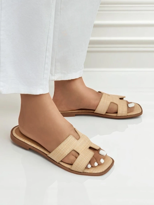 Жіночі сандалі бежеві Letizia зручні плоскі екологічна шкіра літо