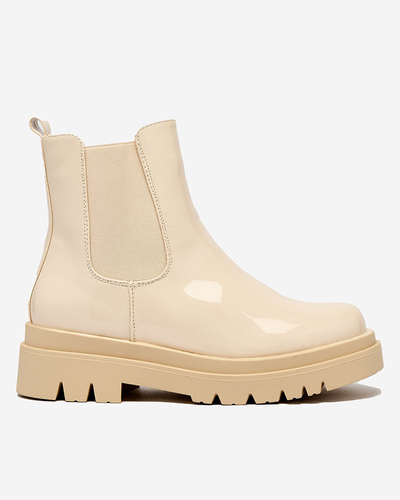 Royalfashion Beige lackierte, isolierte Damenstiefel Angel Steps