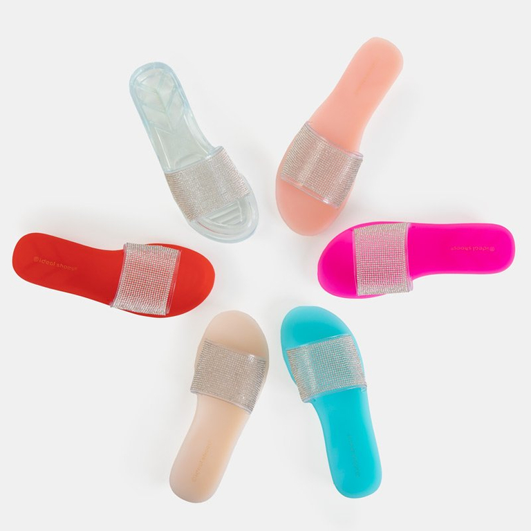 Rosa Damen-Gummihausschuhe mit Zirkonia Niamh - Schuhe