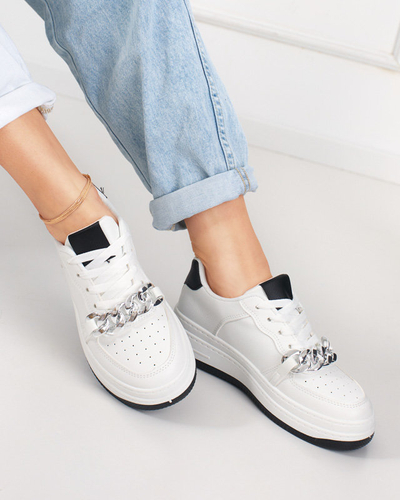Schwarz-weißer Sportschuh für Damen Sneakers mit Kette Nevito - Schuhe