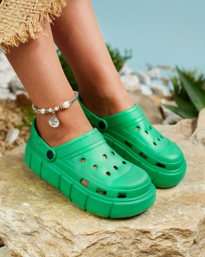 Royalfashion Dunkelgrüne Damen-Gummi-Flip-Flops Kooranza
