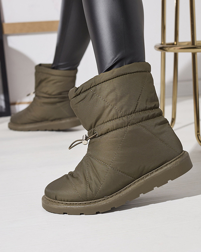 Dunkelgrüne Damen Isolierte Stiefel a'la Schneestiefel Kaliolen - Footwear