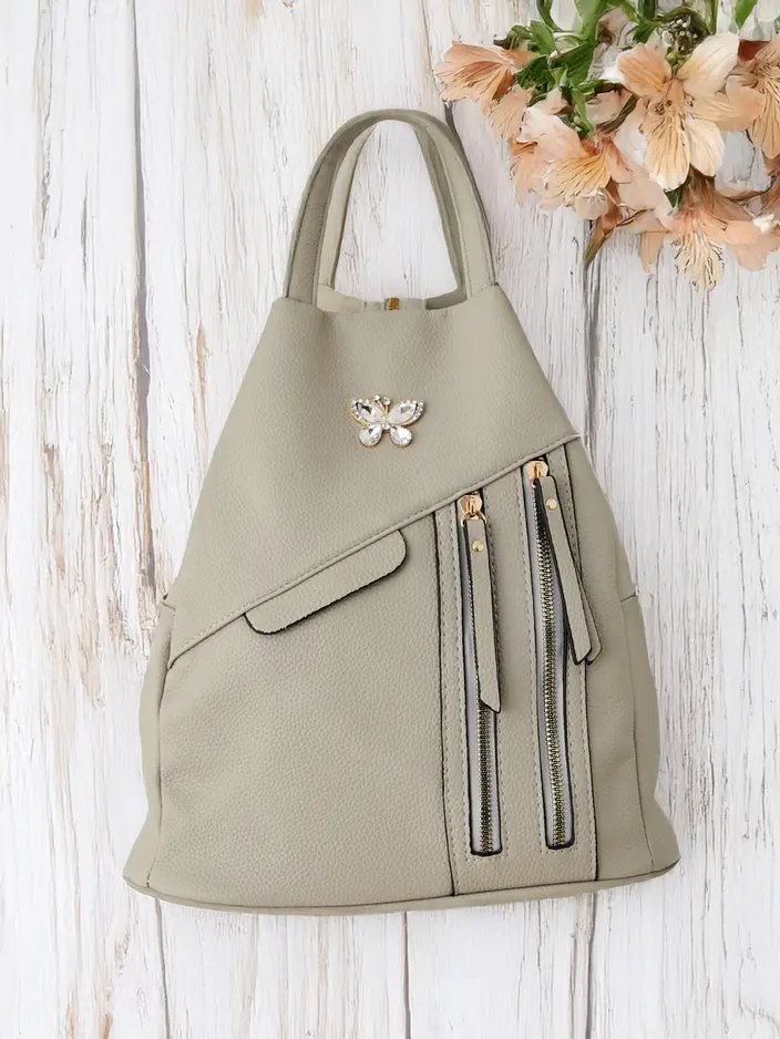 Royalfashion Kleiner Damen-Rucksack aus Eco-Leder im Dreiecksdesign