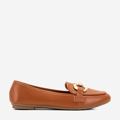 OUTLET Braune Damenmokassins mit Pyolens-Dekoration - Schuhe