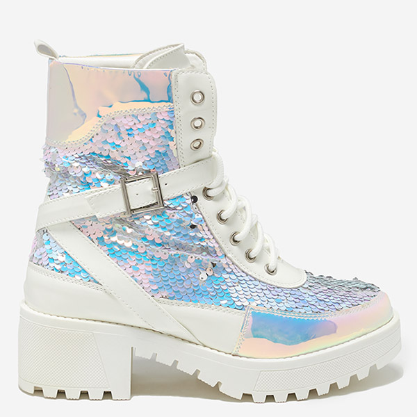 Weiße Damenstiefel mit Pailletten von Impresa - Footwear