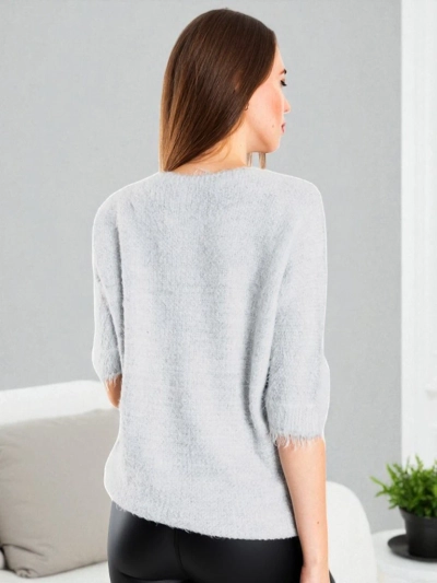 Hellgrauer Stern Pullover - Kleidung