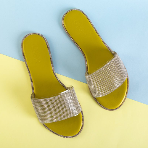 Зелені жіночі шльопанці зі стразами Verina