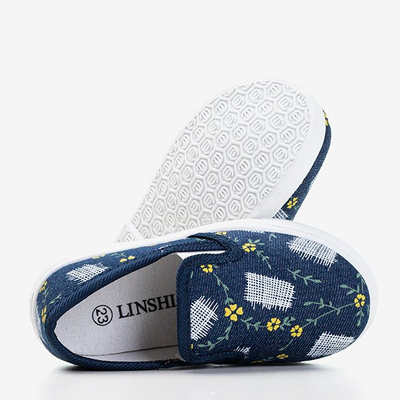 Marineblauer Slip für Kinder - auf Turnschuhen Inga - Schuhe