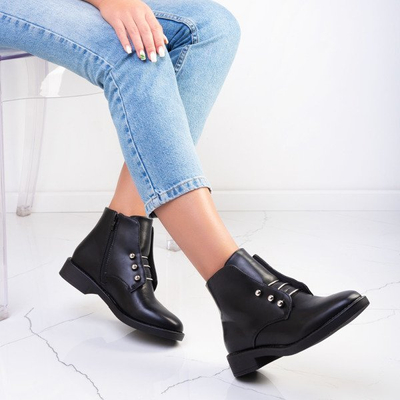 Schwarze Damenstiefel mit flachem Absatz Retorena - Footwear 1