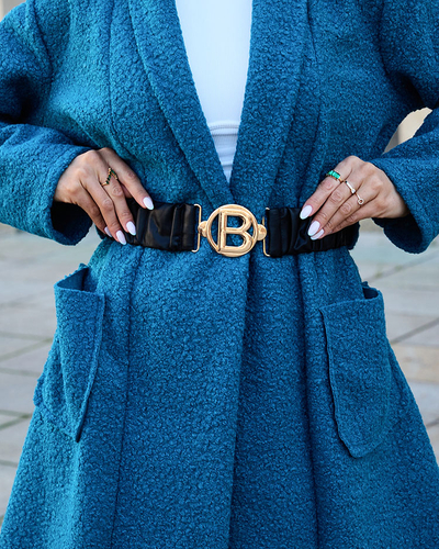 Дублянка Royalfashion Синя жіноча з поясом