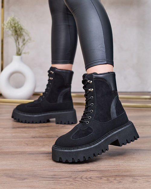 Royalfashion Чорні жіночі черевики Macnev на шнурівці