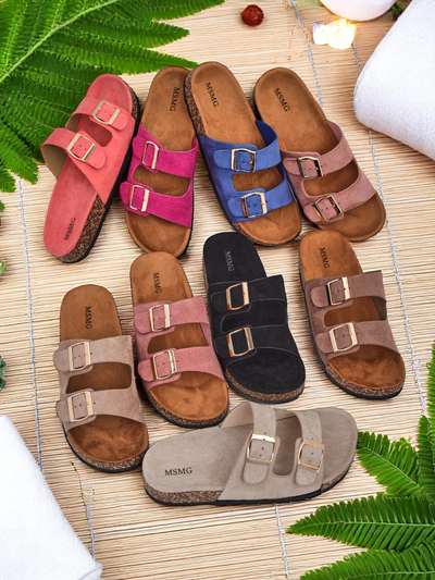 Royalfashion Damen Flip-Flops mit Schnallen Foumy