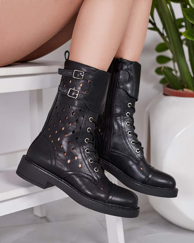 Royalfashion Damen durchbrochene Schnürstiefel Belsel