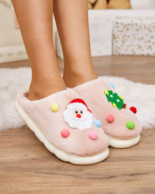 Різдвяні жіночі капці Royalfashion рожеві Fertemse