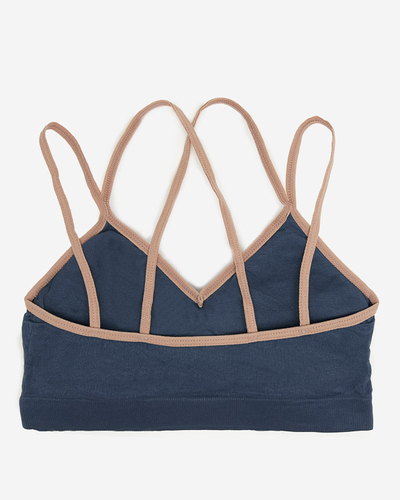 Темно-синій жіночий спортивний бюстгальтер з тонкими бретелями