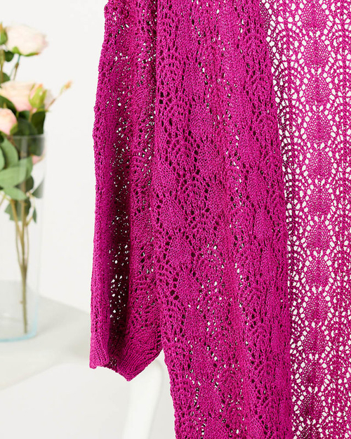 Жіночий ажурний кардиган кольору фуксії