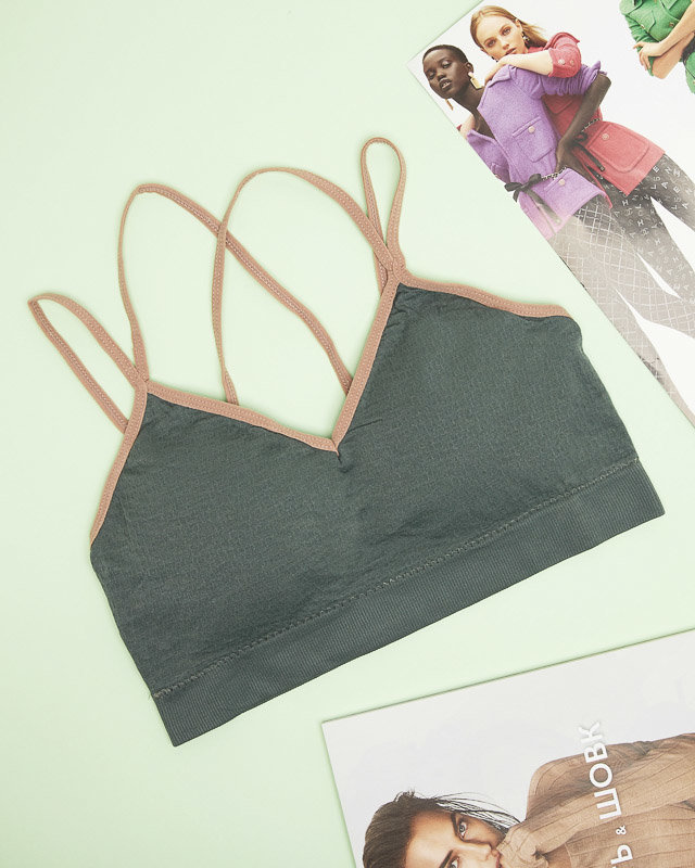 Dunkelgrüner Damen-Sport-BH mit dünnen Trägern - Underwear