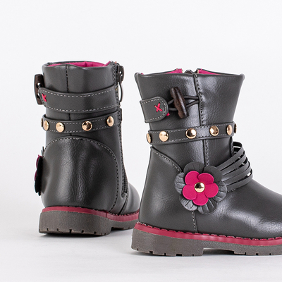 Graue Kinderstiefel aus Öko-Leder Kisso- Footwear
