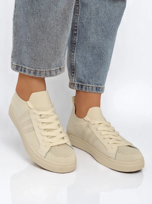 Бежеві кросівки Damiani - легкі кеди з тканини/екошкіри на літо