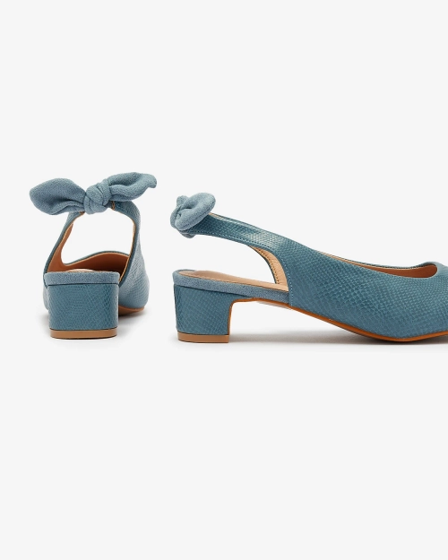 Жіночі сині човники на підкладці з тисненням і бантом Olikasa - Взуття