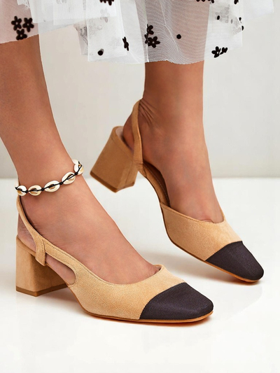 Royalfashion Damen Pumps mit niedrigem Absatz und dekorativer Spitze Eleganzo