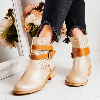 Goldene Stiefel mit durchbrochenem Finish Helin - Footwear 1