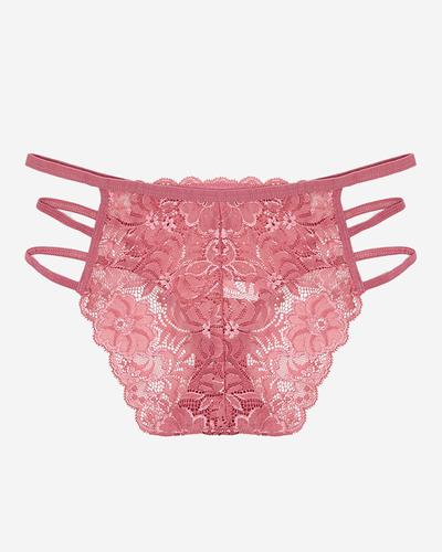 Темно-рожеві жіночі мереживні трусики в смужку - Білизна