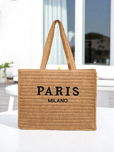 Royalfashion Große Strohtasche für Damen Paris Milano